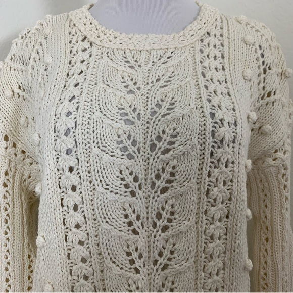 Vtg Chaus Longline Cable Knit Hobnail Sweater Womens M Ramie Cotton Cottage - Picture 11 of 17